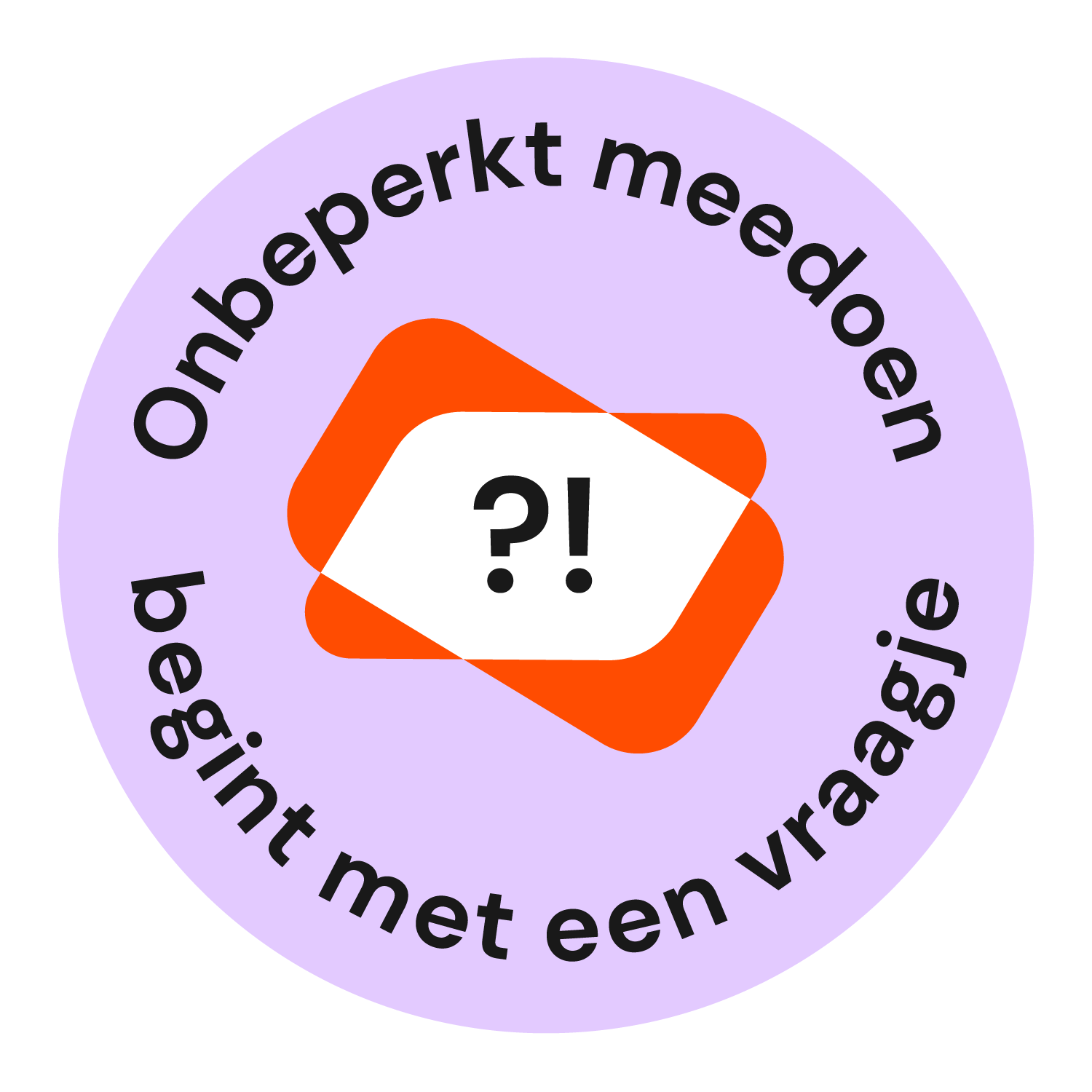 Logo sticker Onbeperkt meedoen begint met een vraagje